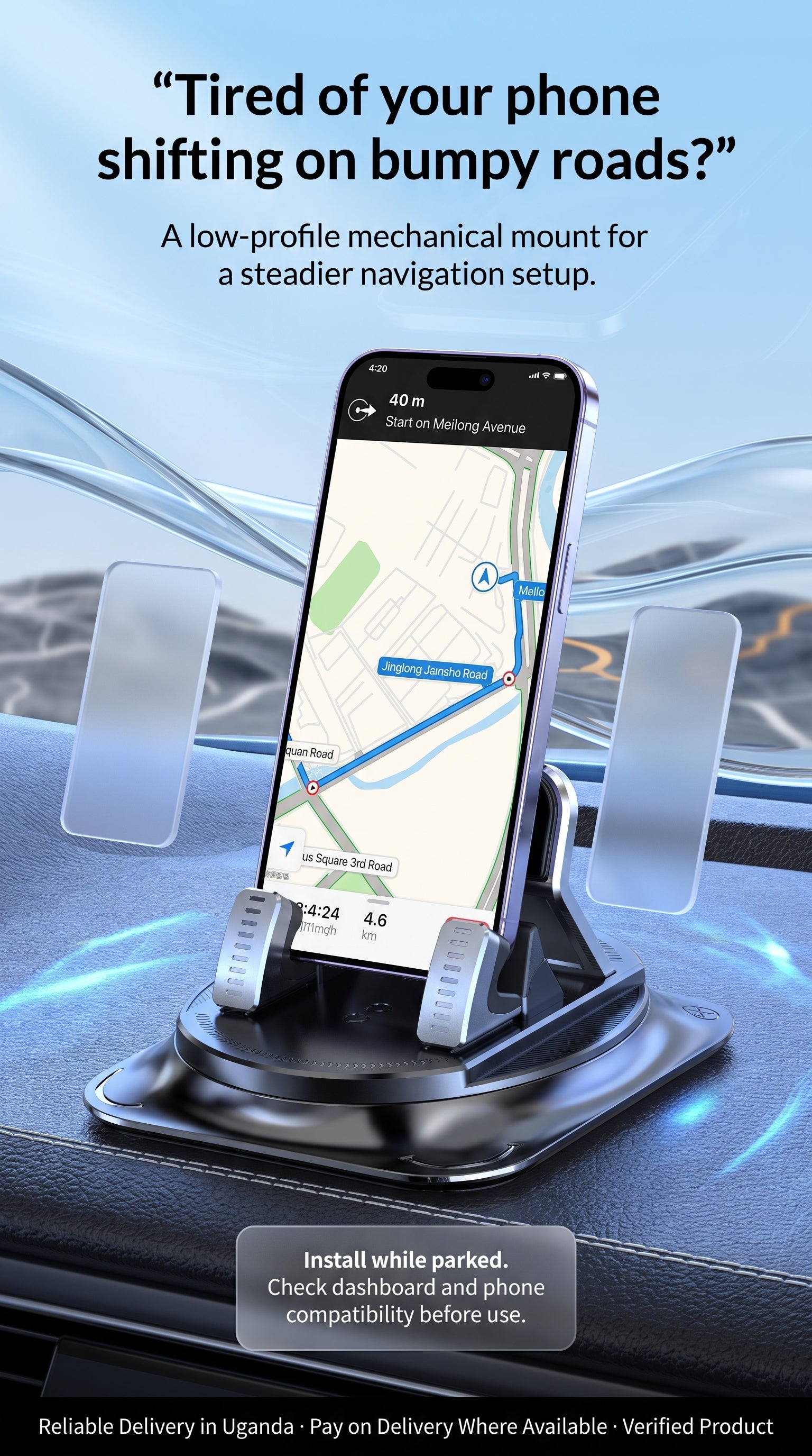 360° Mech-Style Car Dashboard Phone Mount – Secure Navigation Holder
