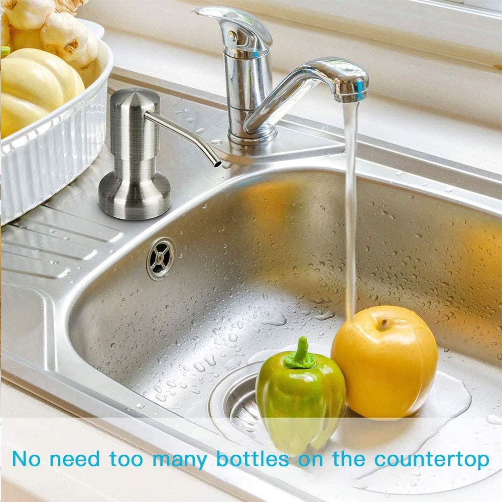 Brushed Nickel Sink Soap Dispenser with 39” No-Refill Extension Tube