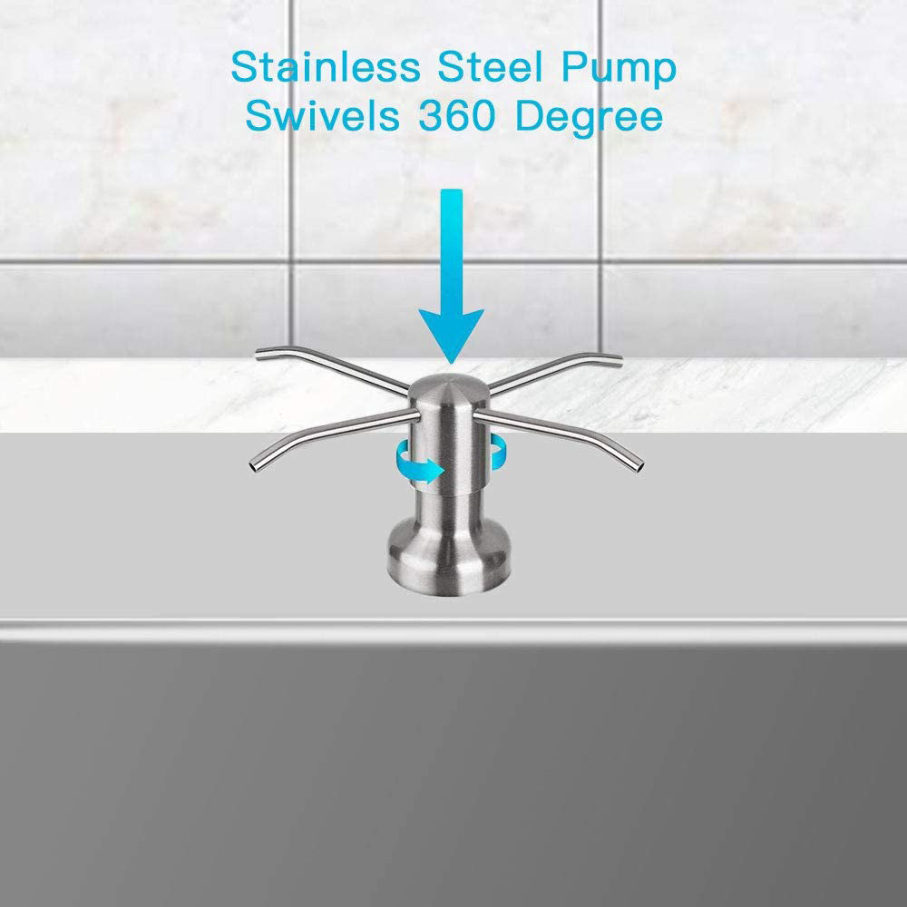 Brushed Nickel Sink Soap Dispenser with 39” No-Refill Extension Tube
