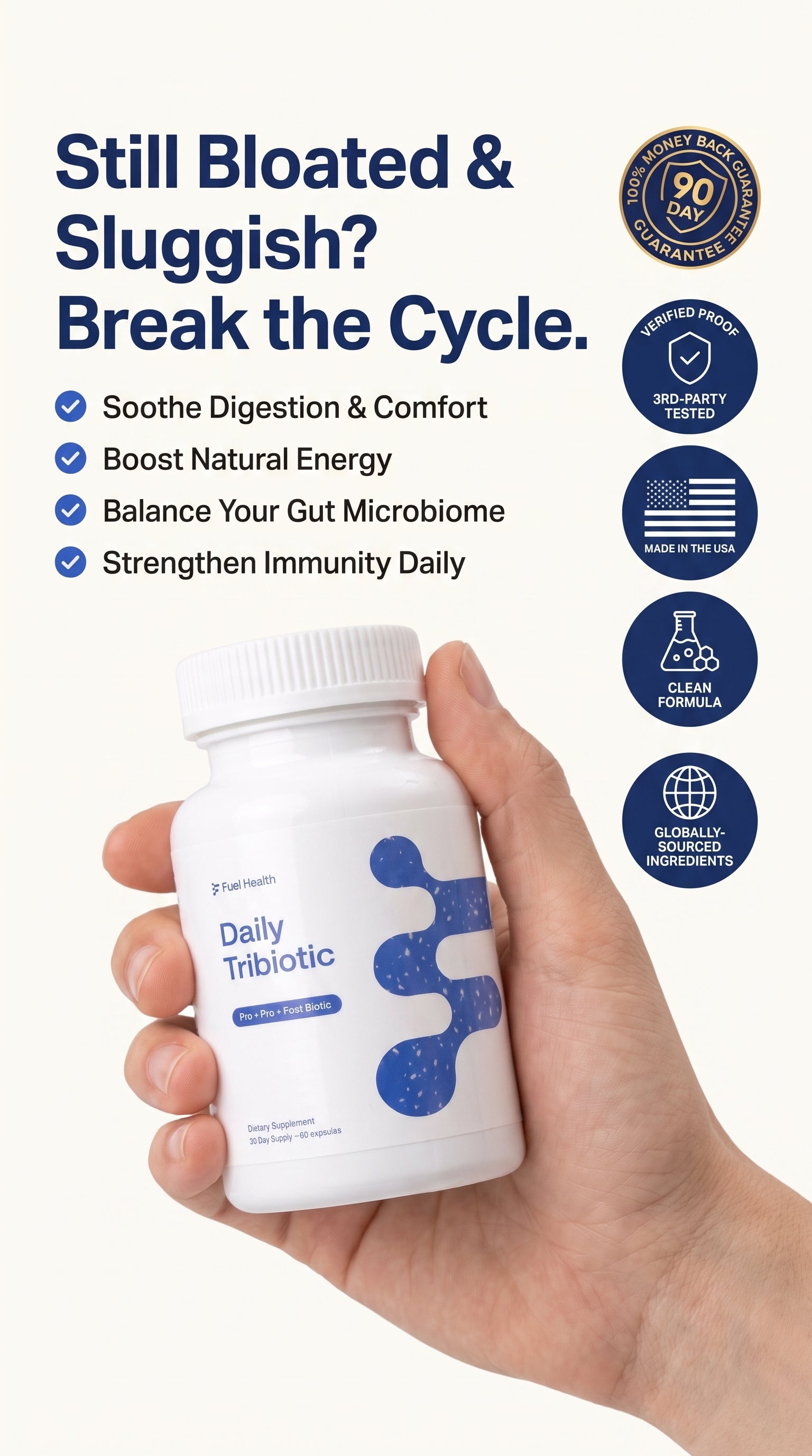 Daily Tribiotic 3-in-1 Gut Complex (Pre+Pro+Postbiotics)