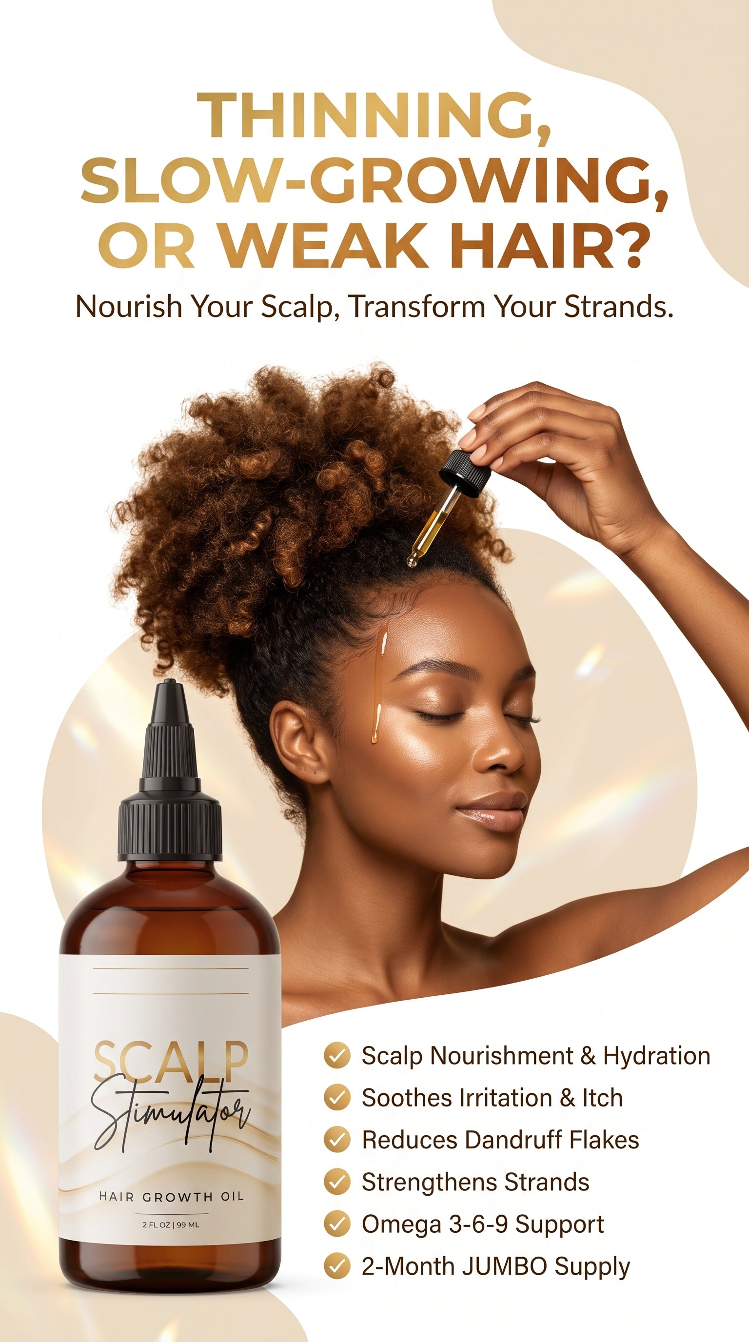 Organic Scalp Stimulator Hair Growth Oil (Rosemary & Mint Formula)